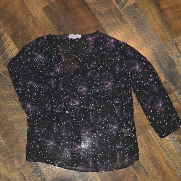 Philosophy Tops - Philosophy Black and Purple Starry Blouse